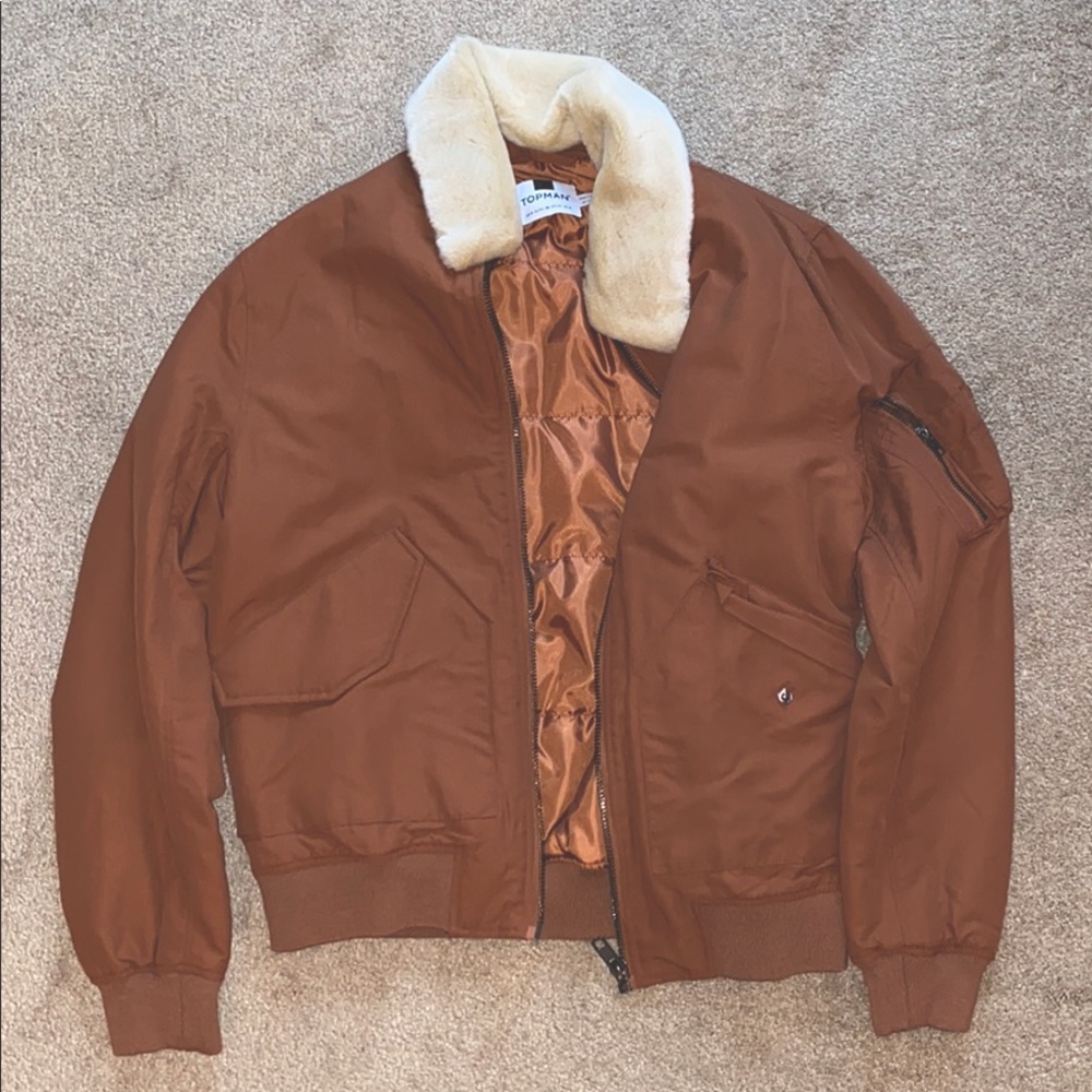 Topman Bomber Jacket with fur neck